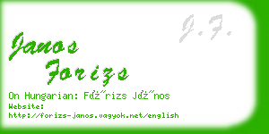 janos forizs business card